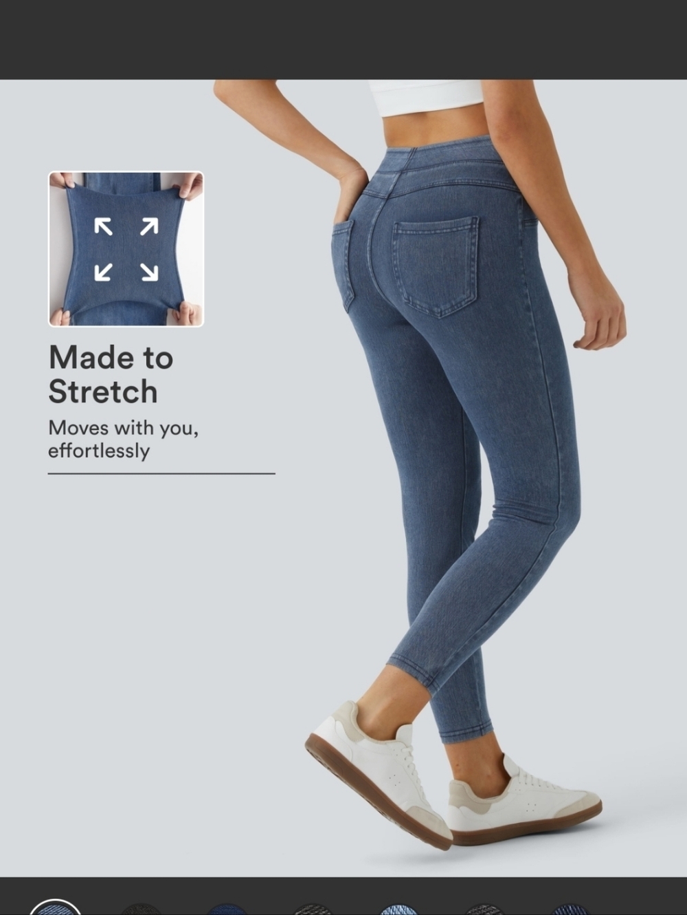 Halara Flex Denim Faux Front Pocket 7/8 Leggings Large NWT